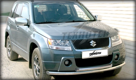 Suzuki Grand Vitara мод. 2010-2012г.в.-Дуга передняя по низу бампера d-53+43 радиусная двойная
